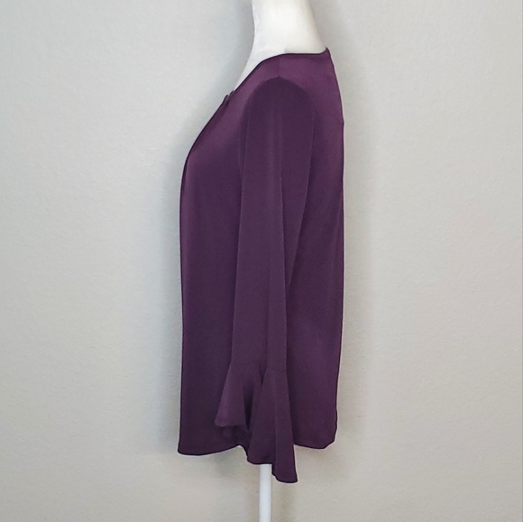 NY&C 7th Avenue Purple Bell Sleeve Keyhole Blouse Size Sm - Picture 3 of 9